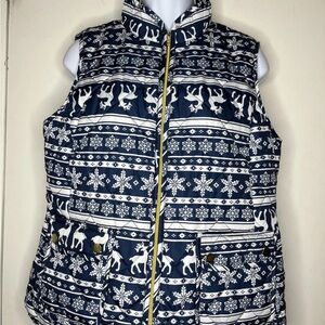 St. John's Bay Navy Reindeer Pattern Vest